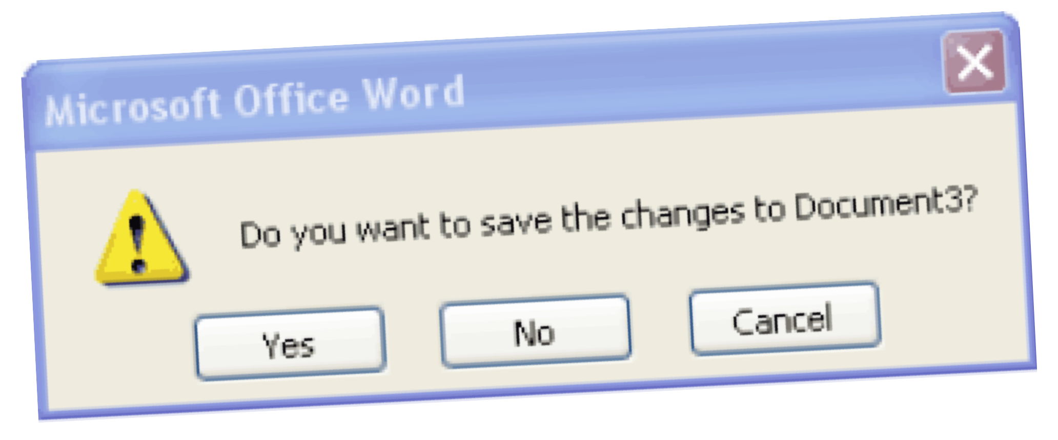 A screenshot of a confirmation dialog in Microsoft Word.